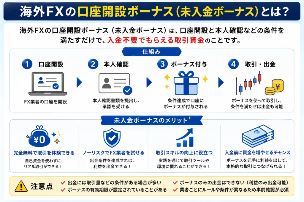 海外FXの口座開設ボーナス(未入金ボーナス)とは？